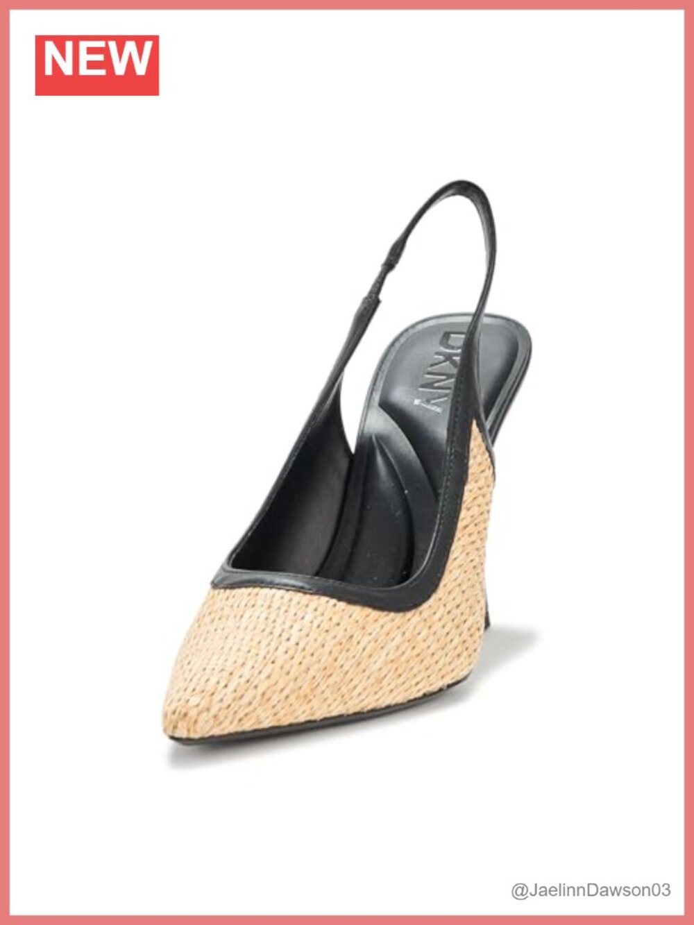 Pointed Toe Slingback Block Heel Pump - Leather & Rubber